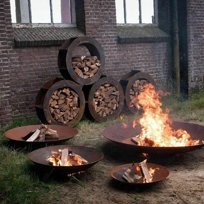 Patio Steel Metal Wood Burning Fire Pit untuk Taman