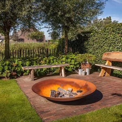 Rumah Metal Corten Steel Fire Pit Untuk Taman Luar Ruangan