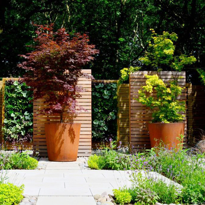OEM ODM Large Corten Steel Circular Planters Box Dengan Privacy Shielding