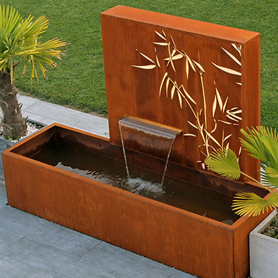 Air Mancur Modern Corten Steel Waterfall Outdoor Garden Water Features Dengan Layar