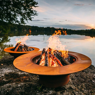 1.0mm Besar Rustic Fire Pit Bowl Weathering Steel Fire Pit tahan aus