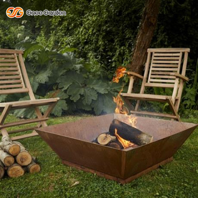 Outdoor Matt Berkarat Corten Steel Fire Bowl Wood Burning Fire Pit 50x50x33cm