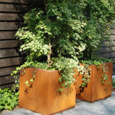 Komersial Rusty Corten Steel Outdoor Metal Planter Tahan Cuaca