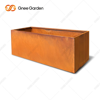 Pot Tanaman Baja Logam Kustom Desain Modern Kotak Panjang Penanam Baja Corten