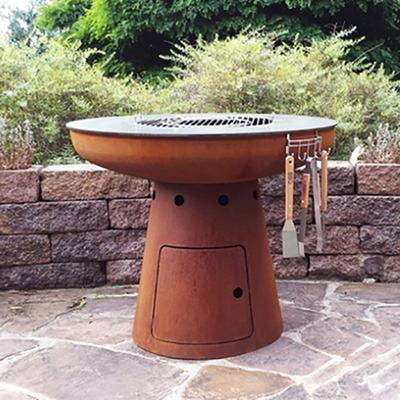 Corten Steel Outdoor Cooking Grills 100cm Corten Steel Fire Pit Untuk Barbekyu