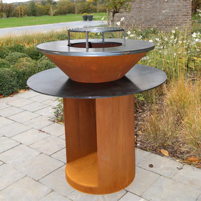 Outdoor Garden Bbq Kitchen Grill Corten Steel Barbekyu Pembakaran Kayu