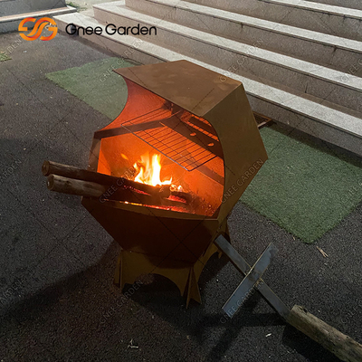 Portable Corten Steel Bbq Grill Untuk Berkemah Di Luar Ruangan Restoran