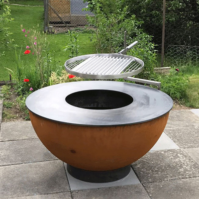 Pemanggang Barbekyu Dapur Luar Ruangan yang Tahan Lama Corten Steel Barbeque Fire Pit Grill