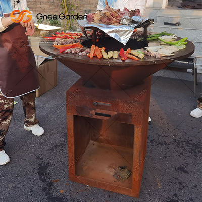 Memasak di Luar Ruangan BBQ Grill Heavy Duty Antique Fire Pit Corten Metal Barbecue
