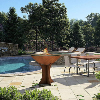 1000mm Corten Steel Outdoor Cooking Grills Dengan Basis Yang Dapat Dilepas