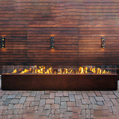 1500mm Rectangular Metal Fire Pit Heater Corten Steel Modern Estetika