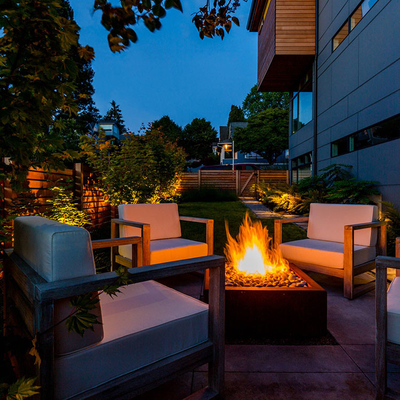 Sederhana Corten Steel Outdoor Fire Pit Rusty Round Design Dekorasi Taman Lubang Api