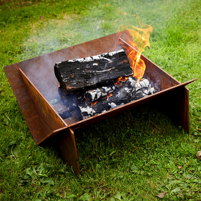 Meja Lubang Api Pembakaran Kayu Corten Steel yang Dapat Dilepas Portabel 510mm