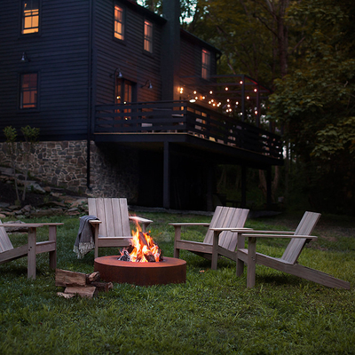 Round Outdoor Garden Corten Steel Fire Pit Camping Untuk Pembakaran Kayu Luar