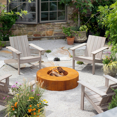 Pembakaran Kayu Bulat Decprative Corten Steel Fire Pit Bowl 70cm