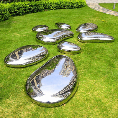 Gnee Garden Patung Stainless Steel Bentuk Kerikil Tinggi Dipoles Untuk Rumput