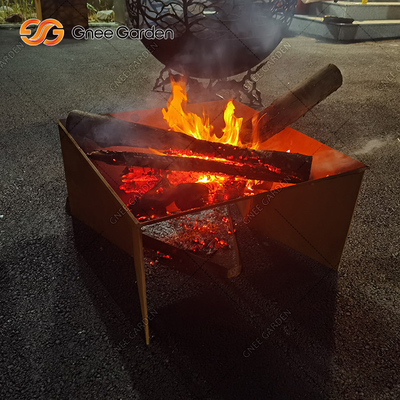 Desain Baru Corten Steel Metal Pattern Folding Fire Pit