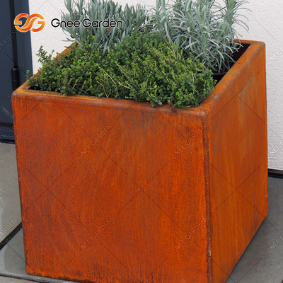 Perkebunan Dinding Gantung Logam Karat Corten Steel Flower Box