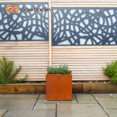 Perkebunan Dinding Gantung Logam Karat Corten Steel Flower Box