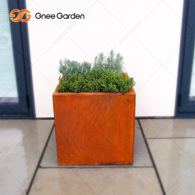 Perkebunan Dinding Gantung Logam Karat Corten Steel Flower Box