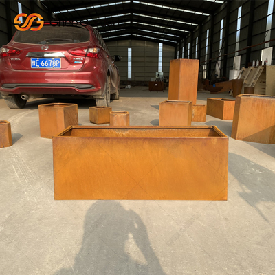 Pot Bunga Besar Baja Corten Dekoratif Luar Ruangan