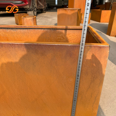 Pot Bunga Besar Baja Corten Dekoratif Luar Ruangan