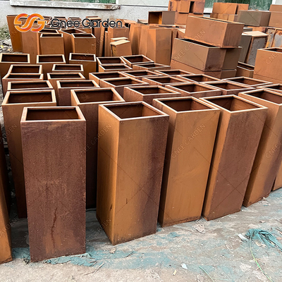 2.0-10mm Kotak Penanam Logam Berkarat Dekorasi Taman Pot Tanaman Baja Corten