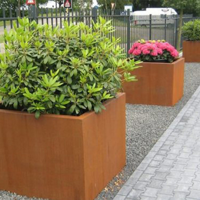 Kotak Penanaman Logam Persegi Panjang Outdoor Indoor Planter Garden Pot Besar Bunga