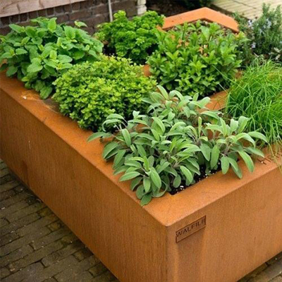 Kotak Penanaman Logam Persegi Panjang Outdoor Indoor Planter Garden Pot Besar Bunga