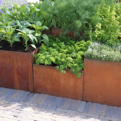 Kotak Penanaman Logam Persegi Panjang Outdoor Indoor Planter Garden Pot Besar Bunga