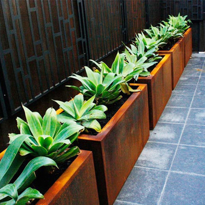 Kotak Penanaman Logam Persegi Panjang Outdoor Indoor Planter Garden Pot Besar Bunga
