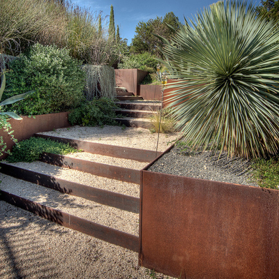 Sesuaikan Corten Steel Planter Pot Bunga Besar Luar Ruangan Logam Persegi