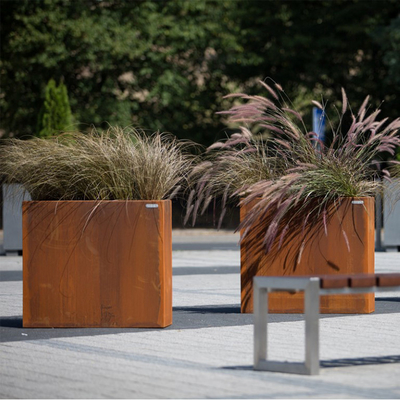 Penanam Seri Logam Pelapukan Kotak Penanam Baja Corten Steel Planter Pot
