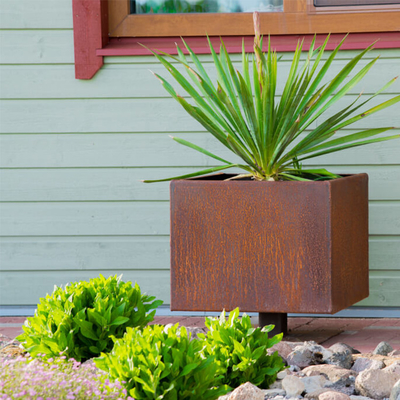 Garden Corten Steel Span Large Planter Box Rusted Weathering Steel untuk Rumah Pertanian