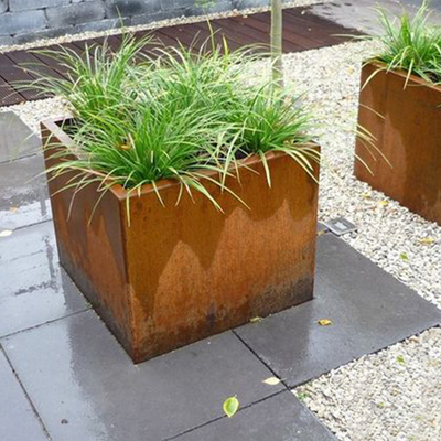 Garden Corten Steel Span Large Planter Box Rusted Weathering Steel untuk Rumah Pertanian