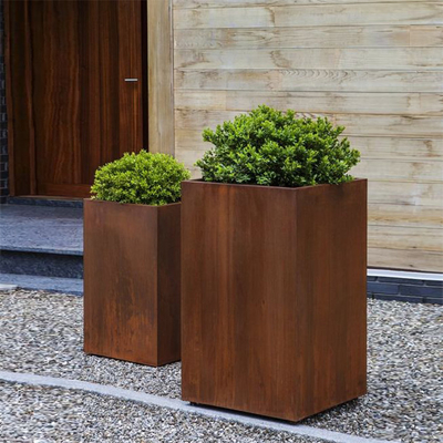 Garden Corten Steel Span Large Planter Box Rusted Weathering Steel untuk Rumah Pertanian