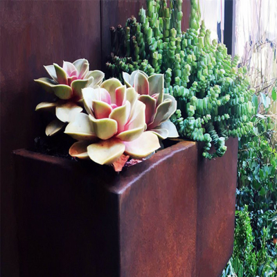 Garden Corten Steel Span Large Planter Box Rusted Weathering Steel untuk Rumah Pertanian