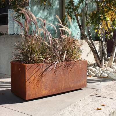 Garden Corten Steel Span Large Planter Box Rusted Weathering Steel untuk Rumah Pertanian