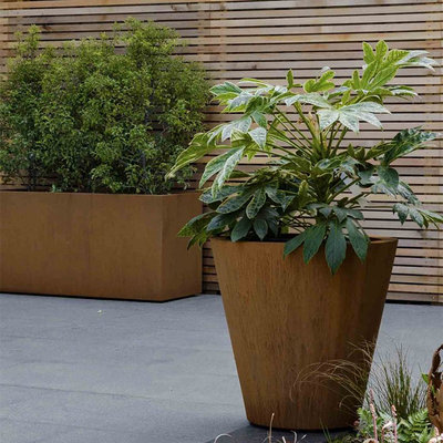 2.0-10mm Kotak Penanam Logam Berkarat Dekorasi Taman Pot Tanaman Baja Corten