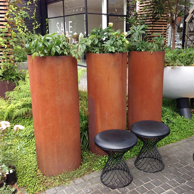 890*720*440mm Penanam Logam Luar Ruangan Besar Pot Bunga Corten tahan cuaca