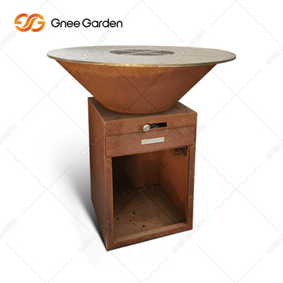 Pembakaran Kayu Corten Steel Bbq Grills Untuk Outdoor Rust Brasero Barbecue Party