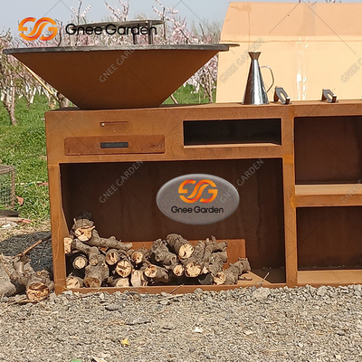 Pemanggang Arang Barbeque Unik Corten Steel Bbq Grill Untuk Dapur Luar Ruangan