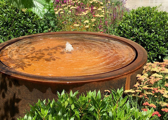 Air Terjun Baja Corten Kustom Air Mancur Logam Fitur