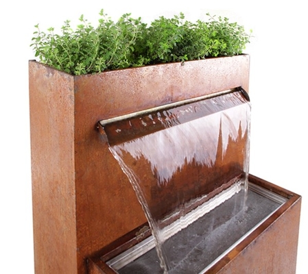 Ornamen Taman Air Mancur Luar Ruangan Fitur Air Baja Corten