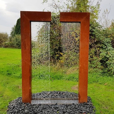 Ornamen Taman Logam Luar Ruangan Fitur Air Baja Corten
