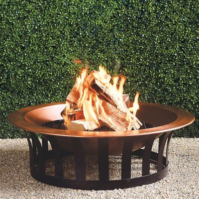 OEM Round Weathering Steel Patio Fire Pit Kayu Firepits 62 * 62 * 64cm
