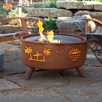 Kontemporer berbagai ukuran Corten Steel Fire Pit bowl Natural Rusted
