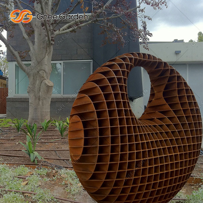 Patung Perunggu Luar Ruang Besar 5.0-8.0mm Patung Baja Corten Abstrak Modern