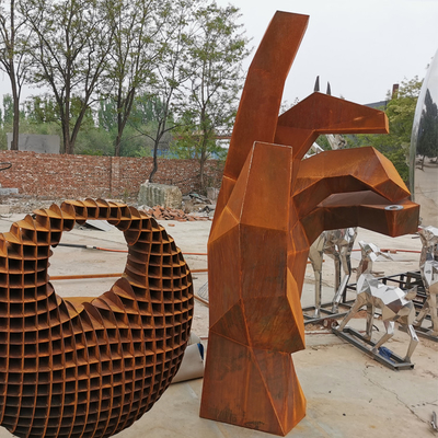 175cm Ornamen Taman Logam Berkarat Patung Baja Corten Untuk Dekorasi Taman
