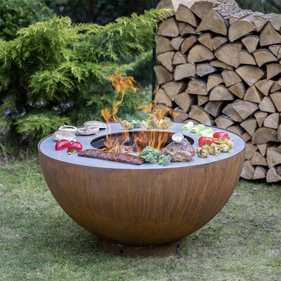 Tahan Karat Kayu Tanpa Asap Pembakaran Firepit Barbecue Brazier Pre Weathered